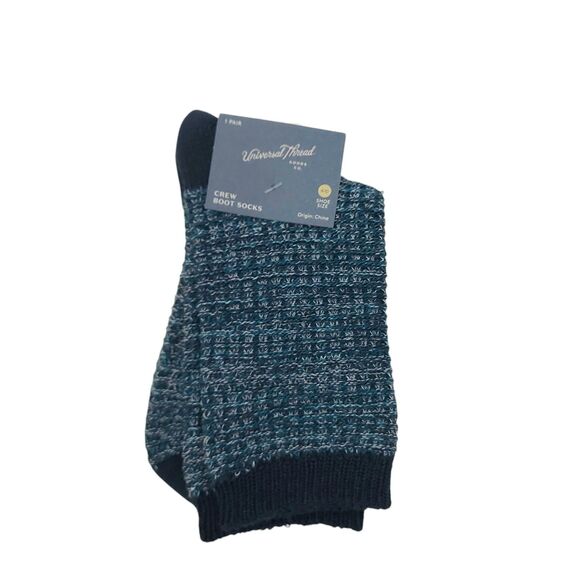 Universal Thread Crew Boot Socks 1 Pair Womens Size 4-10 Navy Comfort Casual - Picture 1 of 6
